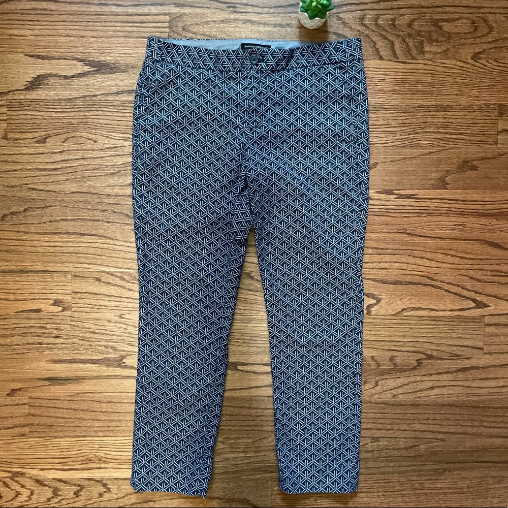 Banana Republic Blue Hampton Fit Straight Leg Pant Slacks Geometric Trousers